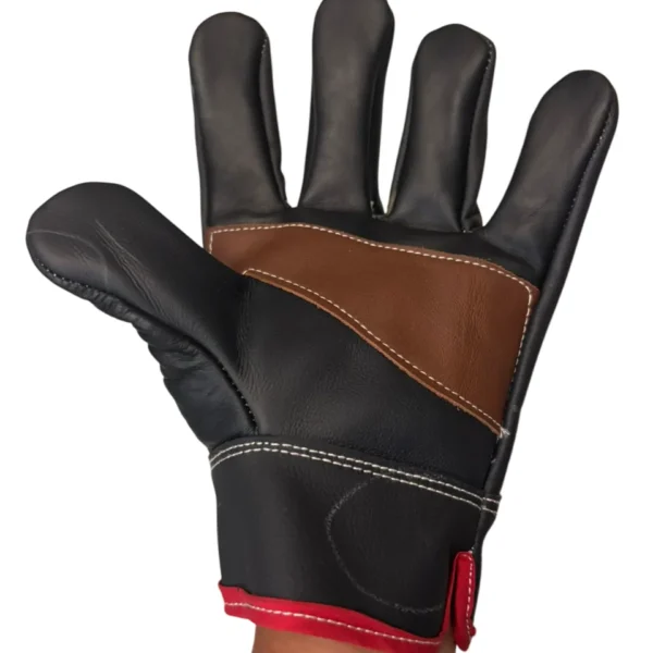 5 Pares Guantes Piel De Res Negros Cortos Palmas Reforzadas *MAYOREO