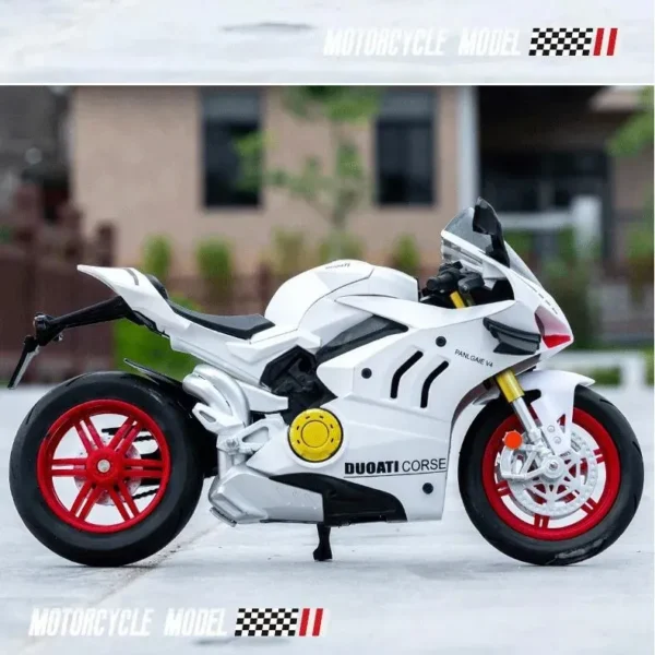 MOTO ESCALA 1:10 DUCATI BLANCA V4 LUZ Y SONIDO