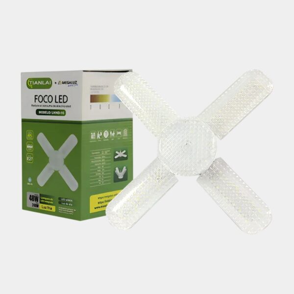 Foco Led 48w Tianlai Luz Fria 6500k 4 Aspas Ilumina 240w
