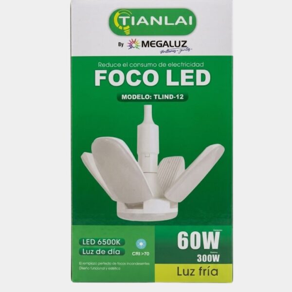 Foco Led 60w 4 Aspas Luz Fría 4300lm E27